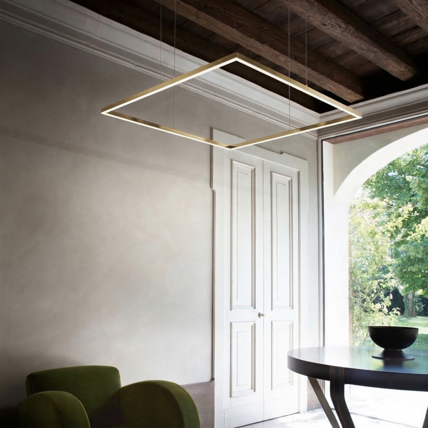 Ideal Lux - Suspension LED sur câble ORACLE SLIM LED/33W/230V 3000K CRI 90 50x50 cm dorée