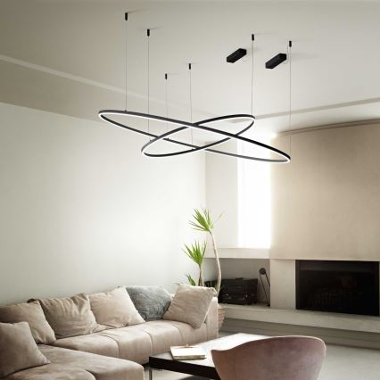 Ideal Lux - Suspension sur câble ORACLE SLIM LED/37W/230V 3000K IRC 90 Ø 70 cm noire