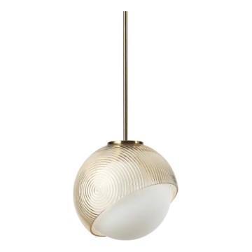 Ideal Lux - Suspension sur câble BLOOM 1xE27/42W/230V Ø 22 cm dorée/beige fumée