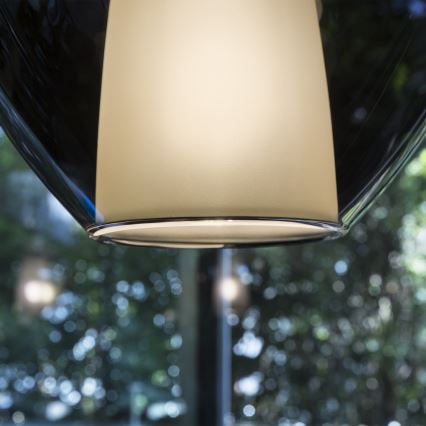 Ideal Lux - Suspension sur câble KALIQUE 1xE27/42W/230V Ø 18 cm noir fumé