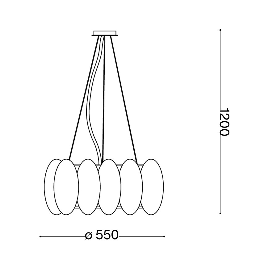 Ideal Lux - Suspension sur câble OVALINO 8xE27/60W/230V Ø 55 cm blanche