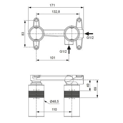 Ideal Standard A1313NU - Einbaukörper für Unterputz-Waschtischarmatur BUILT-IN blau