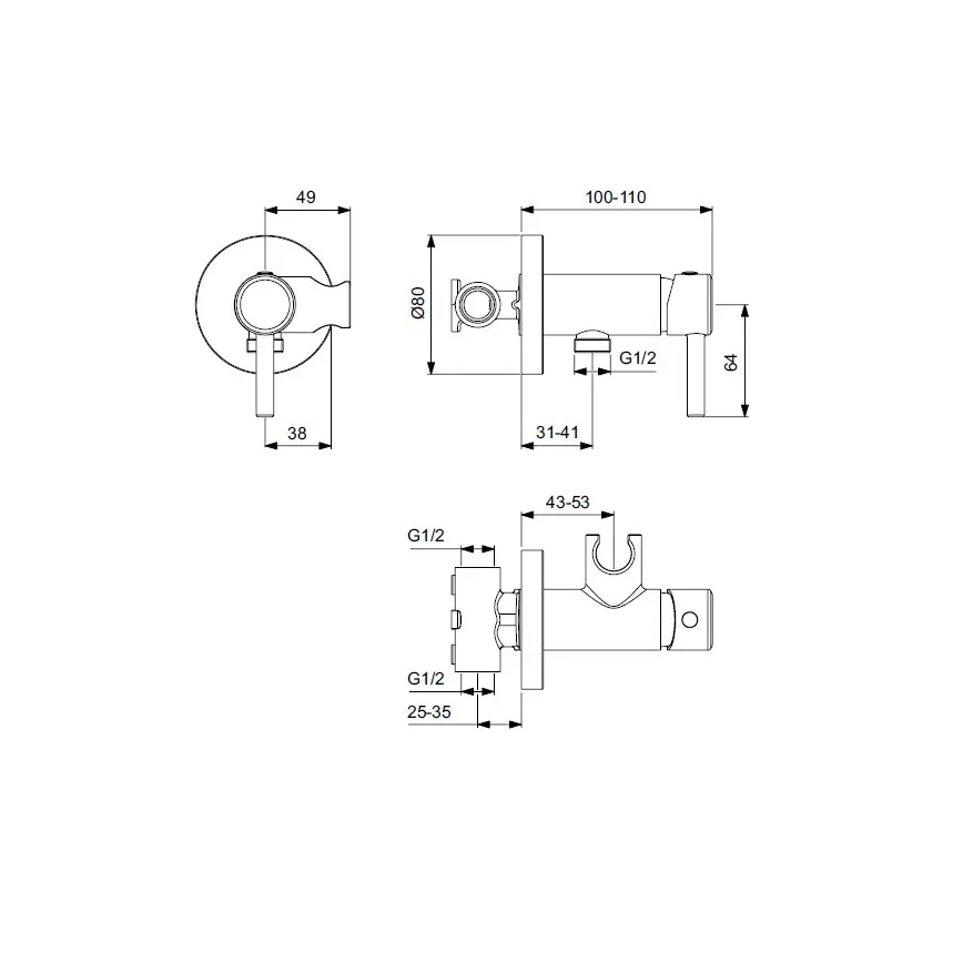 Ideal Standard A5809AA - Miscelatore per bidet da incasso IDEALSPRAY cromo lucido