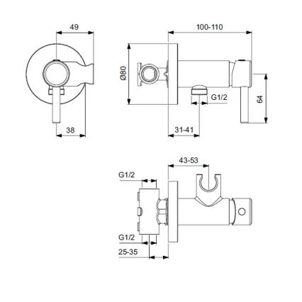 Ideal Standard A5809AA - Mitigeur encastrable pour bidet IDEALSPRAY, chrome brillant