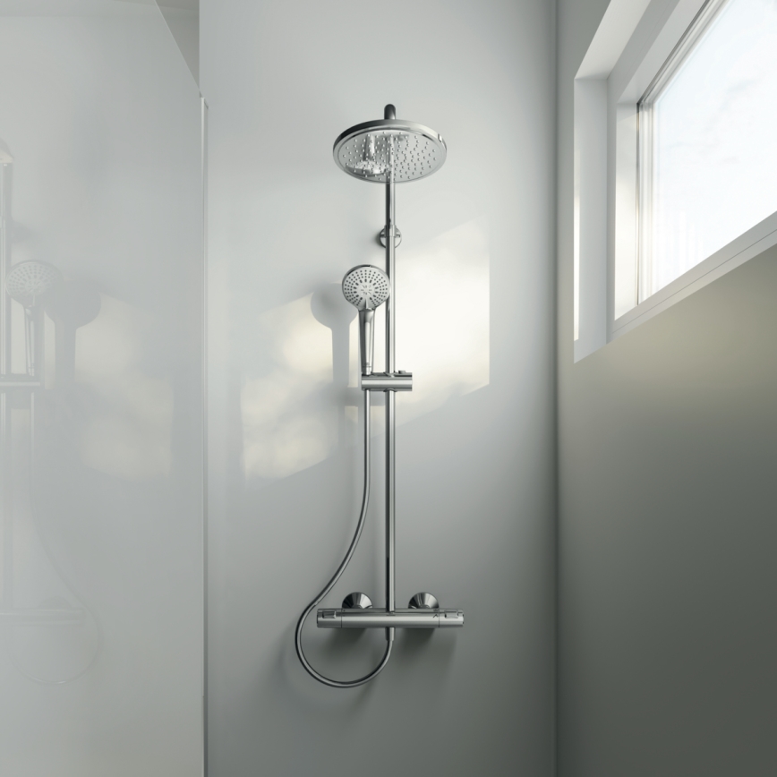 Ideal Standard A7208AA - Ensemble de douche avec mitigeur thermostatique CERATHERM T25, finition chrome brillant