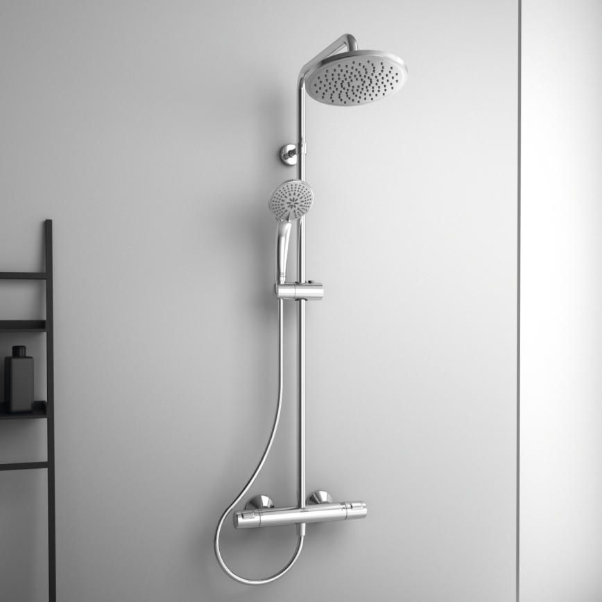 Ideal Standard A7208AA - Set doccia con miscelatore termostatico CERATHERM T25, cromo lucido