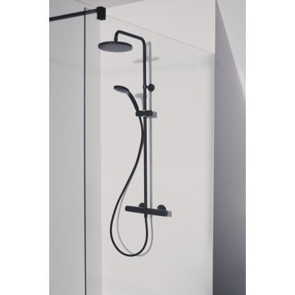 Ideal Standard A7545XG - Set doccia con miscelatore termostatico CERATHERM T25, nero opaco