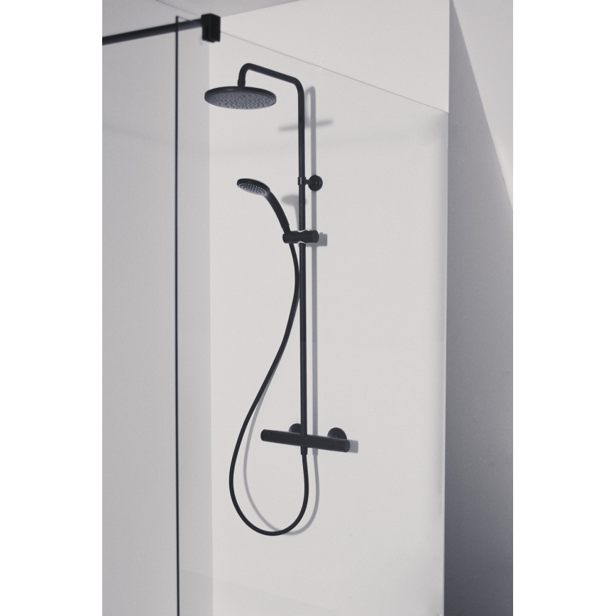 Ideal Standard A7545XG - Set doccia con miscelatore termostatico CERATHERM T25, nero opaco