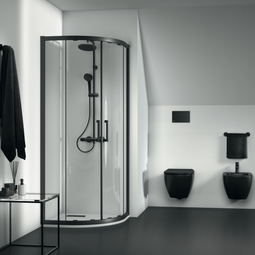 Ideal Standard A7545XG - Set doccia con miscelatore termostatico CERATHERM T25, nero opaco