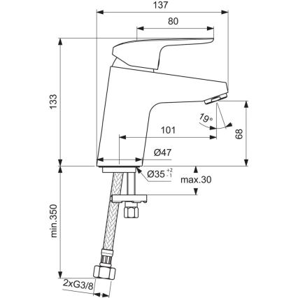 Ideal Standard B1710AA - Miscelatore per lavabo CERAFLEX 13,3 cm, finitura cromo lucido