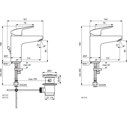 Ideal Standard B1713AA - Miscelatore per lavabo CERAFLEX 15,9 cm cromato lucido