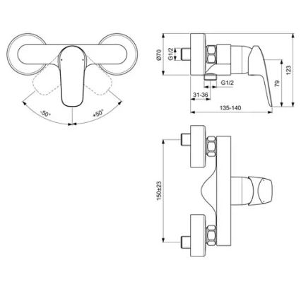 Ideal Standard B1720AA - Miscelatore per doccia CERAFLEX, cromo lucido
