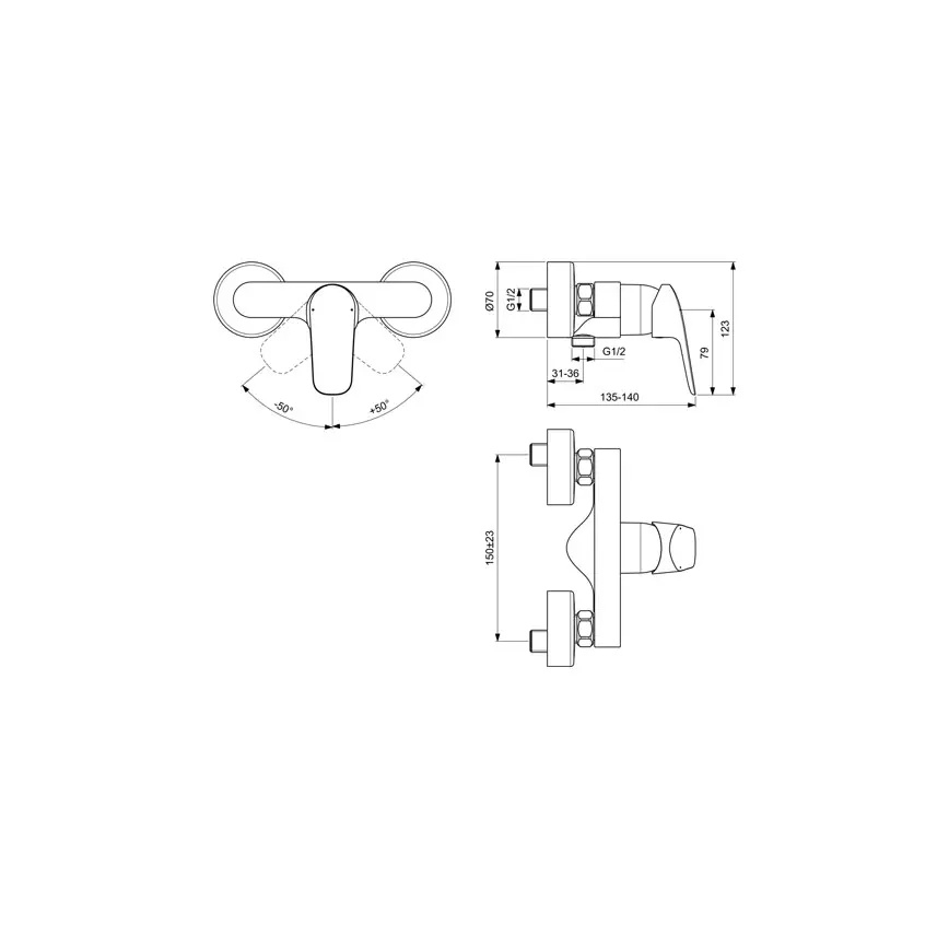 Ideal Standard B1720AA - Miscelatore per doccia CERAFLEX, cromo lucido