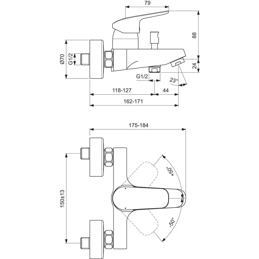 Ideal Standard B1721AA - Miscelatore per vasca CERAFLEX cromo lucido