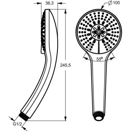 Ideal Standard B9403AA - Doccetta a mano IDEALRAIN, cromo lucido