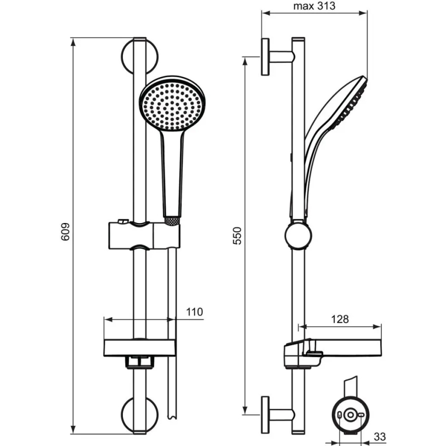 Ideal Standard B9412AA - IDEALRAIN Duschgarnitur glänzender Chrom