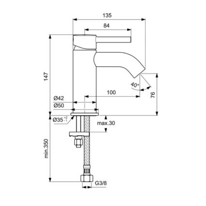 Ideal Standard BC268AA - Mitigeur pour lavabo CERALINE 14,7 cm, chrome brillant