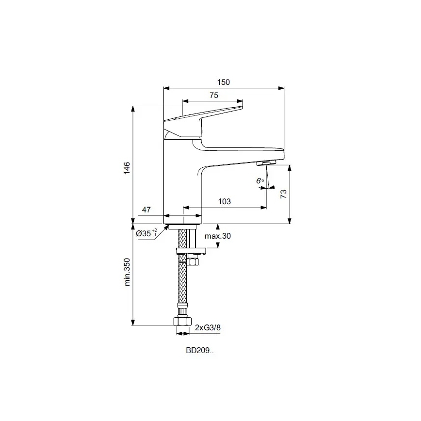 Ideal Standard BD209AA - Mitigeur pour lavabo CERAPLAN 14,6 cm chrome brillant