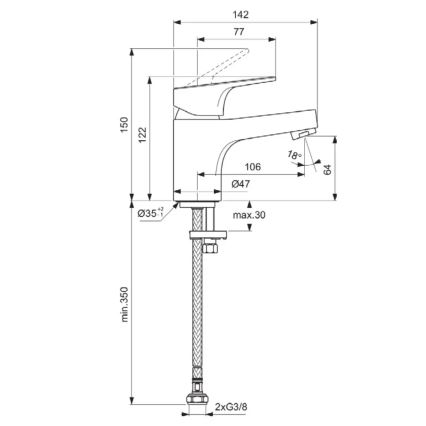 Ideal Standard BD391AA - Miscelatore per lavabo CERABA 12,2 cm, cromo lucido