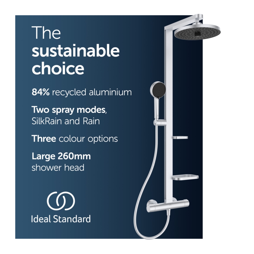 Ideal Standard BD583SI - Duschgarnitur mit thermostatischer Armatur CERATHERM ALU+, silber