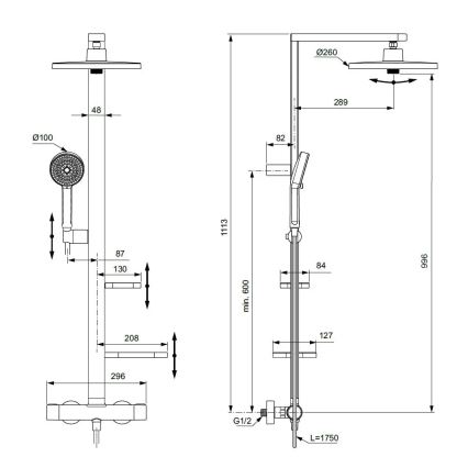 Ideal Standard BD583XG - Ensemble de douche avec mitigeur CERATHERM ALU+ noir mat