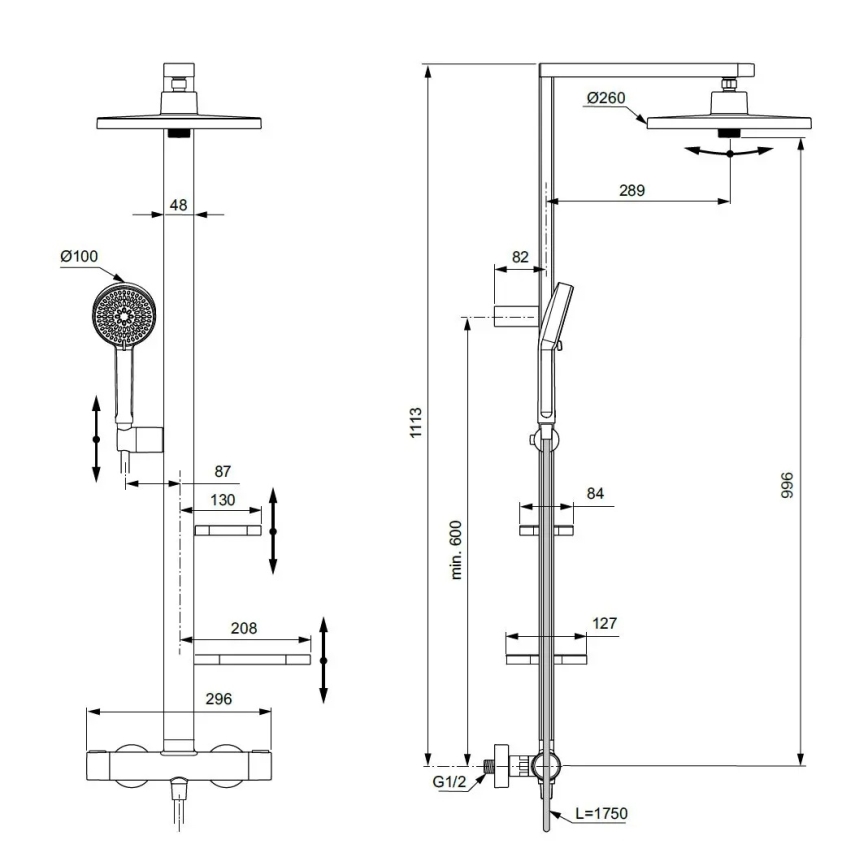 Ideal Standard BD583XG - Ensemble de douche avec mitigeur CERATHERM ALU+ noir mat