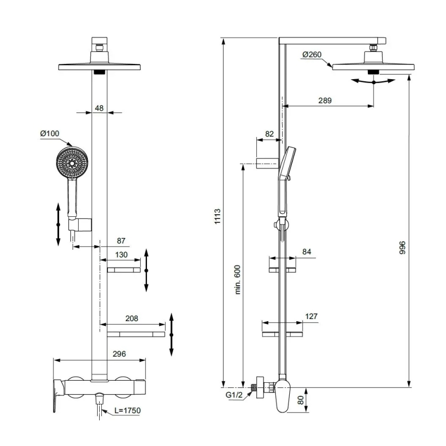 Ideal Standard BD584XG - Ensemble de douche avec mitigeur CERAFLOW ALU+ noir mat