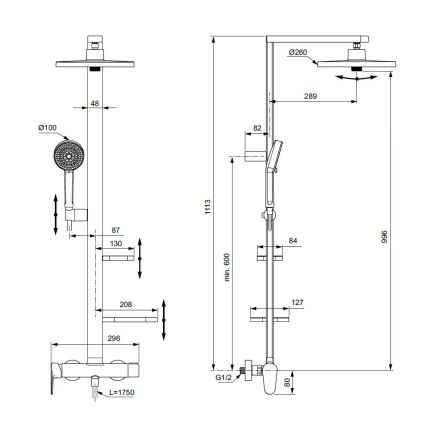 Ideal Standard BD584XG - Set doccia con miscelatore CERAFLOW ALU+ nero opaco