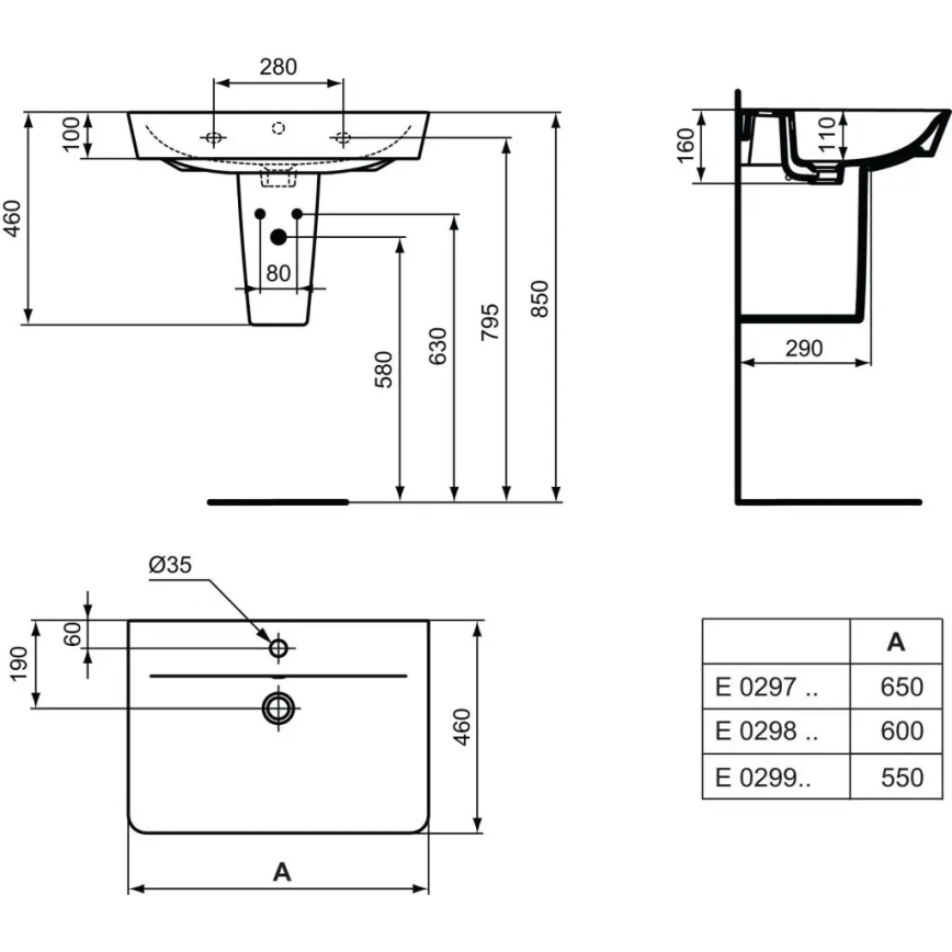 Ideal Standard E029801 - Lavabo sospeso CONNECT AIR 60x46 cm ceramica/bianco