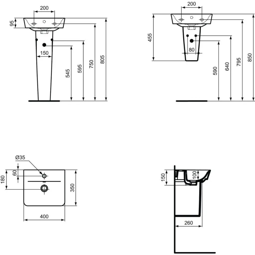 Ideal Standard E030701 - Hängendes Waschbecken CONNECT AIR 40 x 35 cm Keramik/Weiß