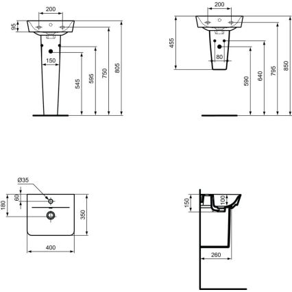 Ideal Standard E030701 - Lavabo mural CONNECT AIR 40x35 cm céramique/blanc