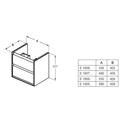 Ideal Standard E1606B2 - Meuble sous-vasque CONNECT AIR 53x40,9 cm blanc