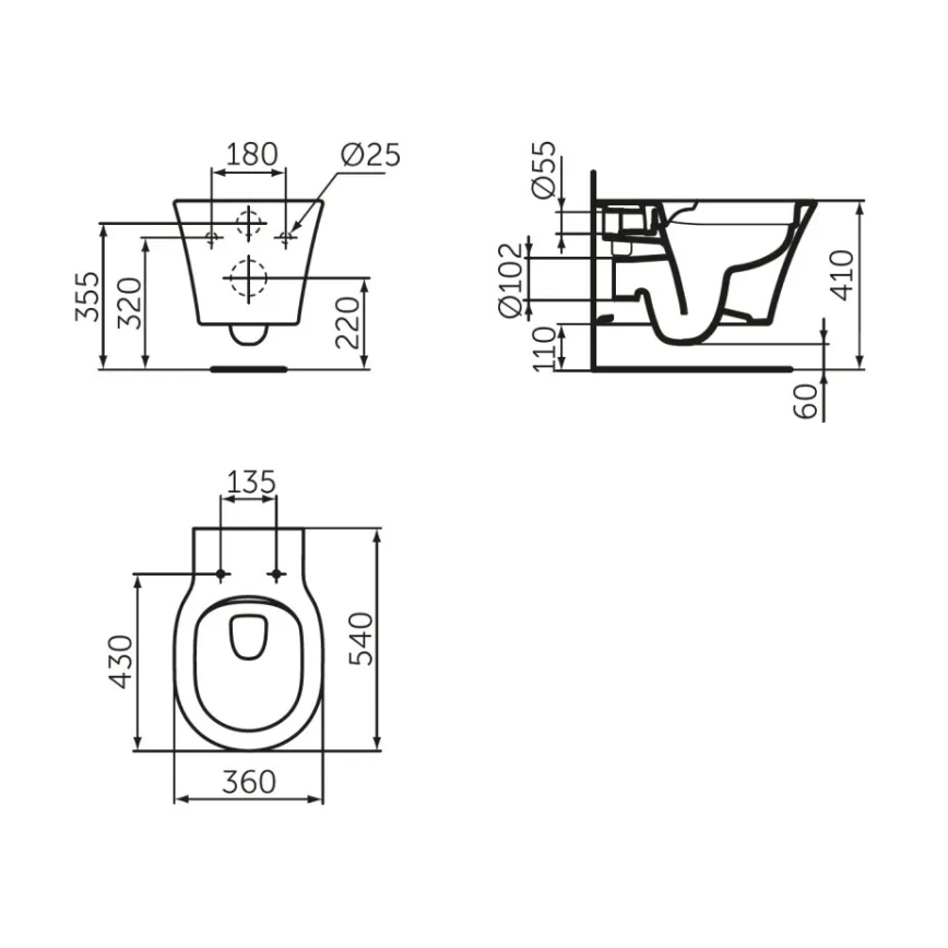 Ideal Standard E228801 - Wand-WC spülrandlos CONNECT AIR Keramik/weiß