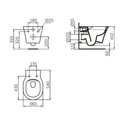 Ideal Standard E228801 - WC sospeso CONNECT AIR senza brida, ceramica/bianco