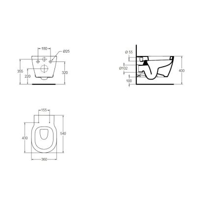 Ideal Standard E823201 - WC sospeso CONNECT in ceramica/bianco