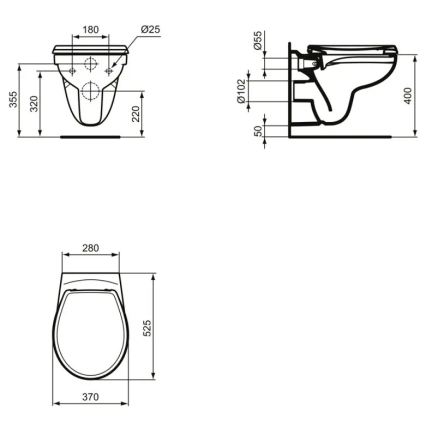 Ideal Standard K881001 - WC sospeso senza brida EUROVIT ceramica/bianco