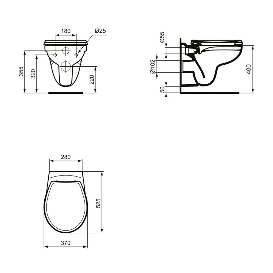 Ideal Standard K881001 - WC suspendu sans bride EUROVIT céramique/blanc