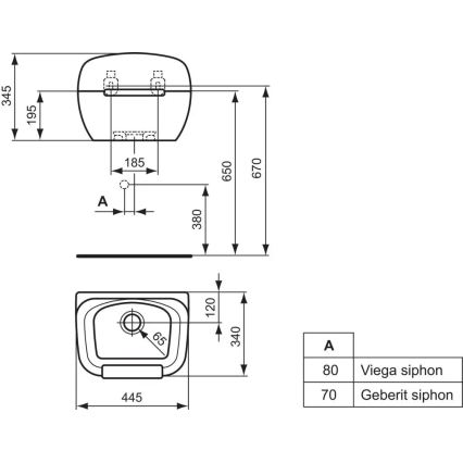 Ideal Standard R380601 - Lavabo mural DOURO 44,5x34 cm céramique/blanc