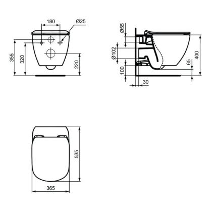 Ideal Standard T3546V3 - TESI Wand‑WC mit SoftClose‑WC‑Sitz, Keramik/Schwarz