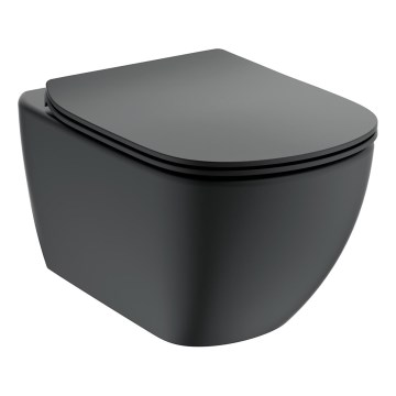 Ideal Standard T3546V3 - WC suspendu TESI en céramique avec abattant à fermeture douce, finition noire