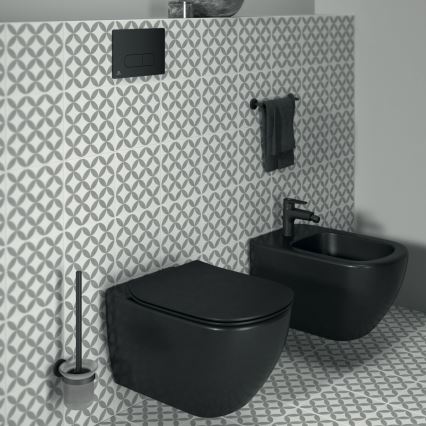 Ideal Standard T3546V3 - WC suspendu TESI en céramique avec abattant à fermeture douce, finition noire