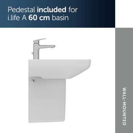 Ideal Standard T470501 - Lavabo sospeso I.LIFE A 60x48 cm ceramica/bianco
