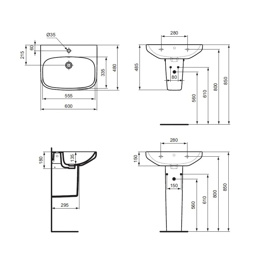Ideal Standard T470501 - Lavabo suspendu I.LIFE A 60x48 cm céramique/blanc