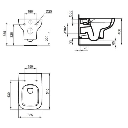 Ideal Standard T471701 - WC suspendu sans bride I.LIFE A céramique/blanc