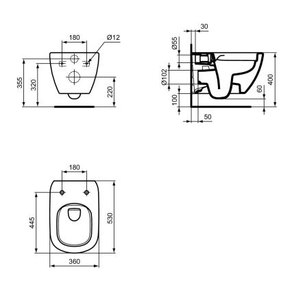 Ideal Standard T493201 - Wand-WC Rimless TESI Keramik/Weiß