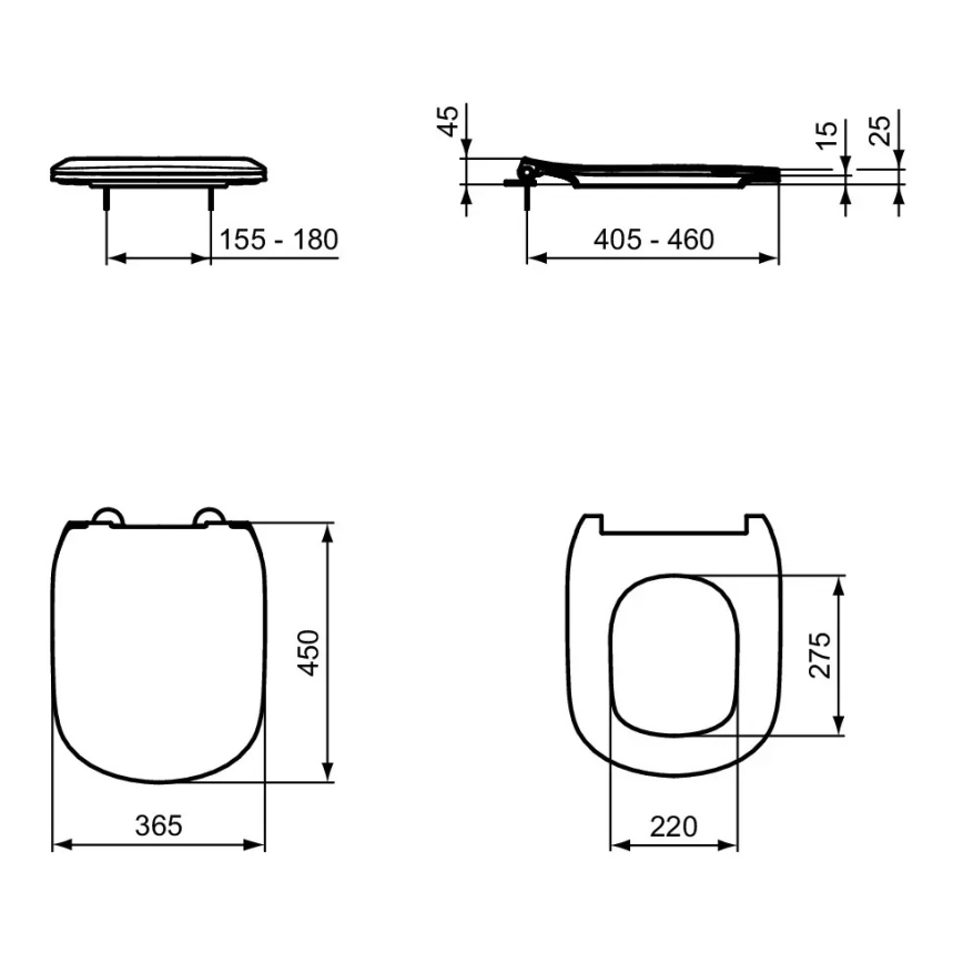 Ideal Standard T552201 - Sedile per WC TESI SoftClose, bianco