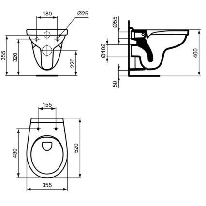 Ideal Standard W331301 - Wand-WC Rimless SIMPLICITY Keramik/weiß