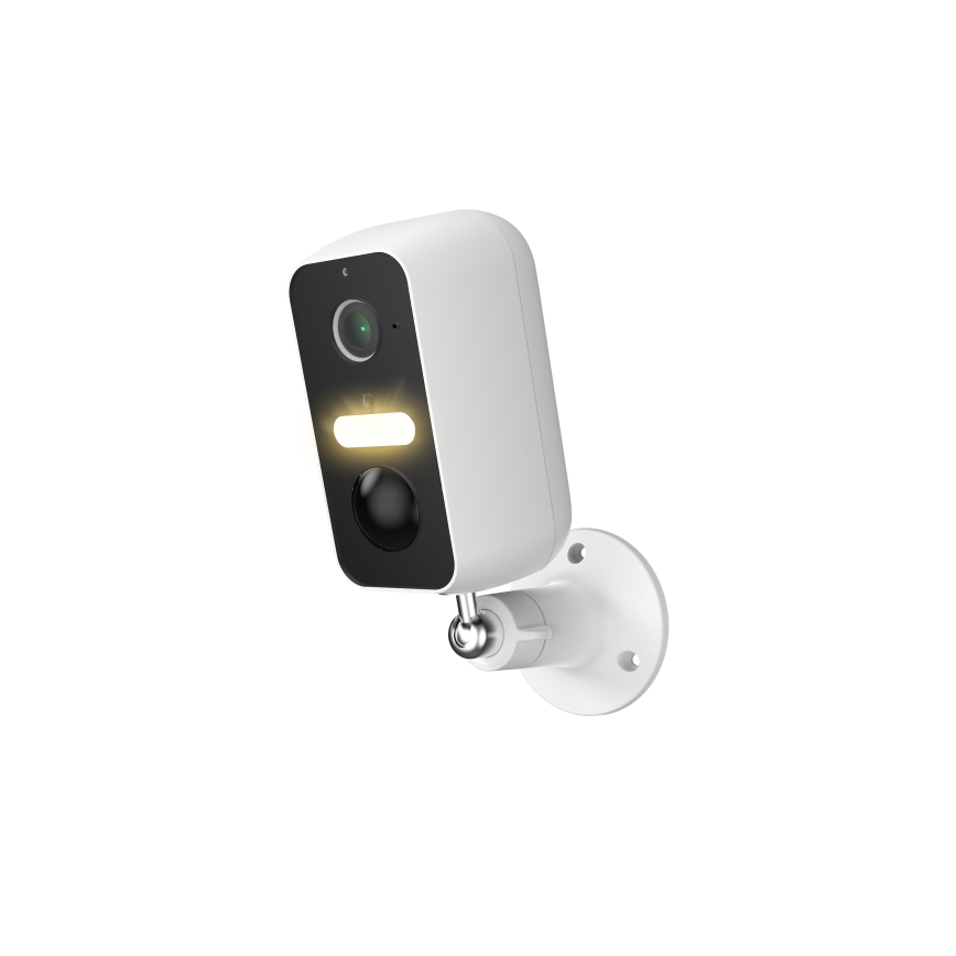 Intelligente Außenkamera mit Bewegungssensor, 2K, 9600 mAh, IP65, WLAN (Tuya), Weiß