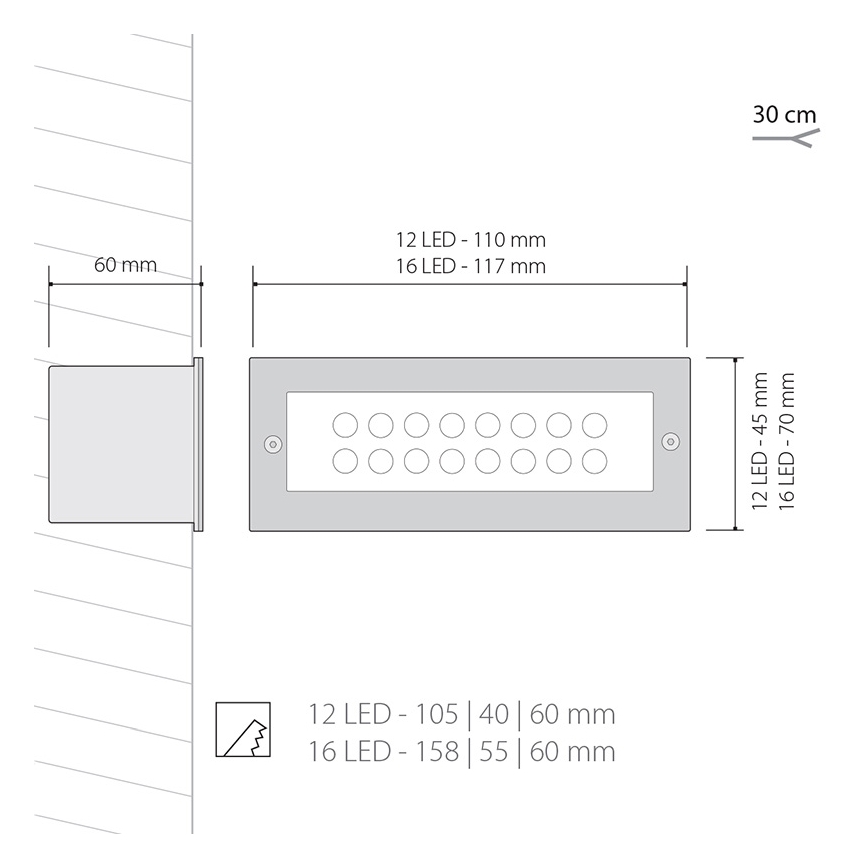 Illuminazione LED da esterno 1x12LED/1W/230V