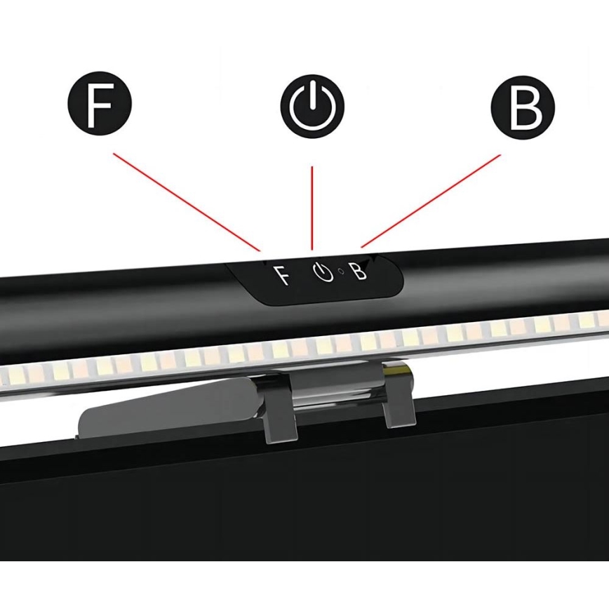 Illuminazione a LED dimmerabile con touch per monitor LED/5W/5V 3000/4000/5000/6000K 42 cm nero
